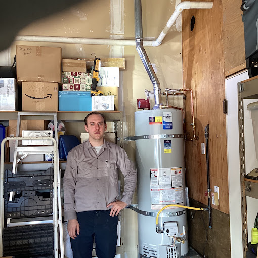Bradford White water heater installation in residential garage