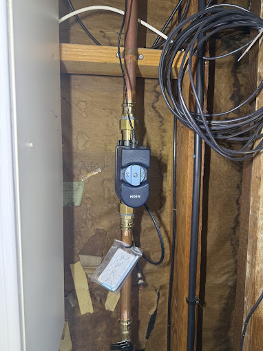 Moen Flo Smart Water Monitor and Shutoff installed on residential water line