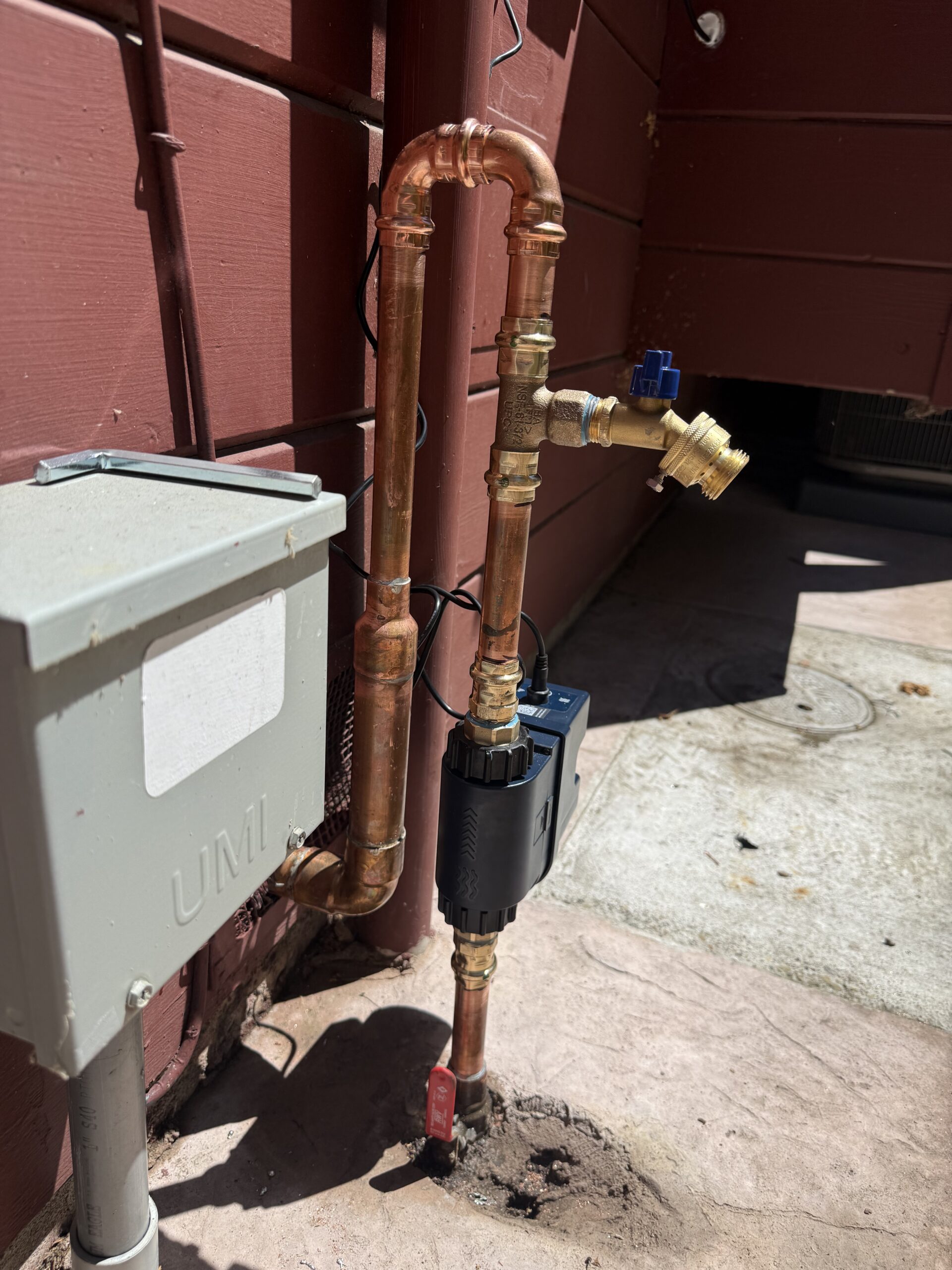 Moen Flo Smart Water Monitor and Shutoff installed on copper main water line