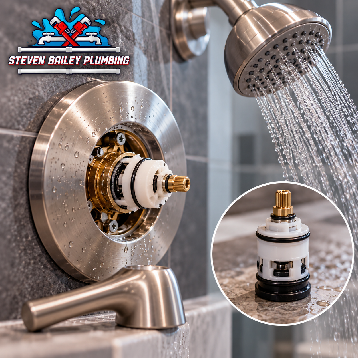 Shower cartridge replacement and repair by Steven Bailey Plumbing